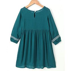 Pine Kids 3/4th Sleeves Frock Geometric Frock - Teal