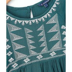 Pine Kids 3/4th Sleeves Frock Geometric Frock - Teal