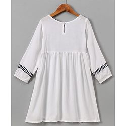 Pine Kids Full Sleeves Dress Embroidered - Snow White