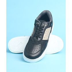 Pine Kids Slip On Casual Shoes Logo Design - Black