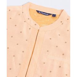 Pine Kids Full Sleeves Kurta Pyjama Set with Bandi Dots Print - Beige