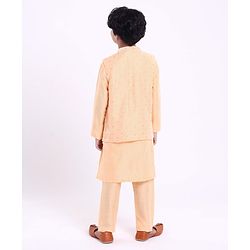 Pine Kids Full Sleeves Kurta Pyjama Set with Bandi Dots Print - Beige