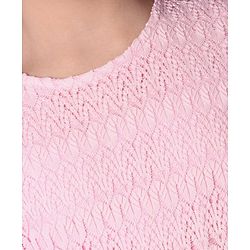Pine Kids Party Wear Short Sleeves A Line Frock With Glitter Belt -  Pink