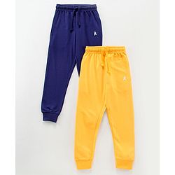 Pine Kids Full Length Bio Wash Track Pants Solid - Yellow Blue