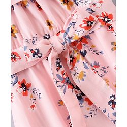 Pine Kids Cold Shoulder Softner Wash Frock Floral Print - Pink