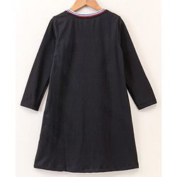 Pine Kids Full Sleeves Frock Text Graphic - Black