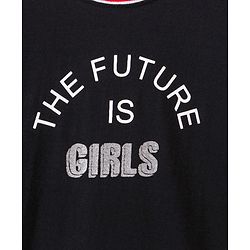 Pine Kids Full Sleeves Frock Text Graphic - Black