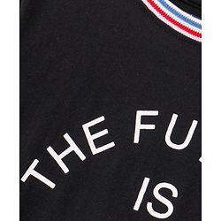 Pine Kids Full Sleeves Frock Text Graphic - Black