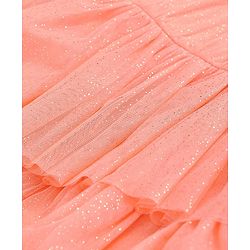 Pine Kids Party Wear Short Sleeves Tiered Frock with Gold Foil Print - Pink