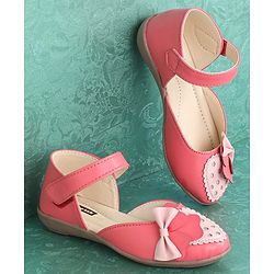 Pine Kids Party Wear Belly Shoes Bow Appliques - Pink