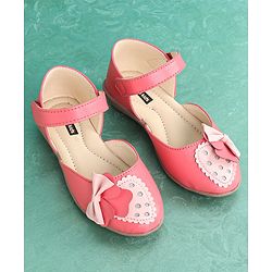 Pine Kids Party Wear Belly Shoes Bow Appliques - Pink