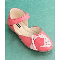 Pine Kids Party Wear Belly Shoes Bow Appliques - Pink