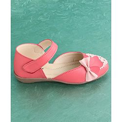 Pine Kids Party Wear Belly Shoes Bow Appliques - Pink