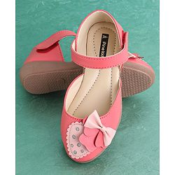 Pine Kids Party Wear Belly Shoes Bow Appliques - Pink