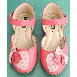 Pine Kids Party Wear Belly Shoes Bow Appliques - Pink