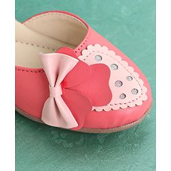 Pine Kids Party Wear Belly Shoes Bow Appliques - Pink