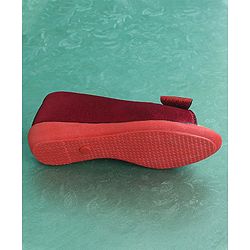 Pine Kids Party Wear Belly Shoes Bow Appliques - Red