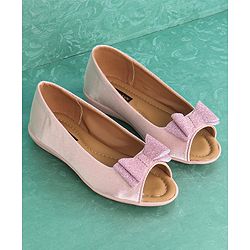 Pine Kids Party Wear Belly Shoes Bow Appliques - Red