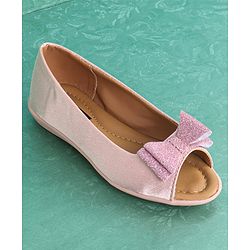Pine Kids Party Wear Belly Shoes Bow Appliques - Red