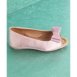 Pine Kids Party Wear Belly Shoes Bow Appliques - Red
