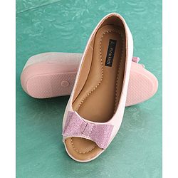 Pine Kids Party Wear Belly Shoes Bow Appliques - Red