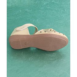 Pine Kids Party Wear Belly Shoes Bow Appliques - Golden