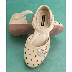 Pine Kids Party Wear Belly Shoes Bow Appliques - Golden