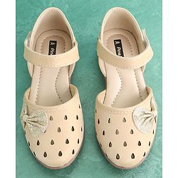 Pine Kids Party Wear Belly Shoes Bow Appliques - Golden