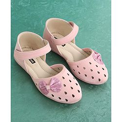 Pine Kids Party Wear Belly Shoes Bow Appliques - Pink