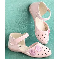 Pine Kids Party Wear Belly Shoes Bow Appliques - Pink