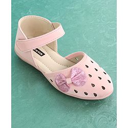 Pine Kids Party Wear Belly Shoes Bow Appliques - Pink