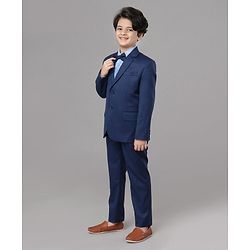 Pine Kids Full Sleeves 3 Piece Party Suit Solid - Blue