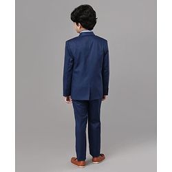 Pine Kids Full Sleeves 3 Piece Party Suit Solid - Blue