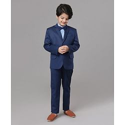 Pine Kids Full Sleeves 3 Piece Party Suit Solid - Blue