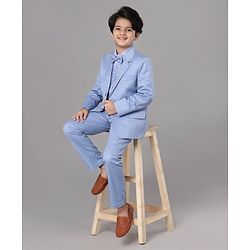 Pine Kids Full Sleeves 3 Piece Party Suit Solid - Navy Blue
