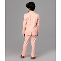 Pine Kids Full Sleeves 3 Piece Party Suit Solid Floral Print - Peach