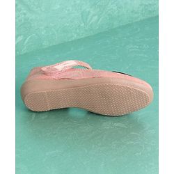 Pine Kids Belly Shoes Heart Applique - Peach